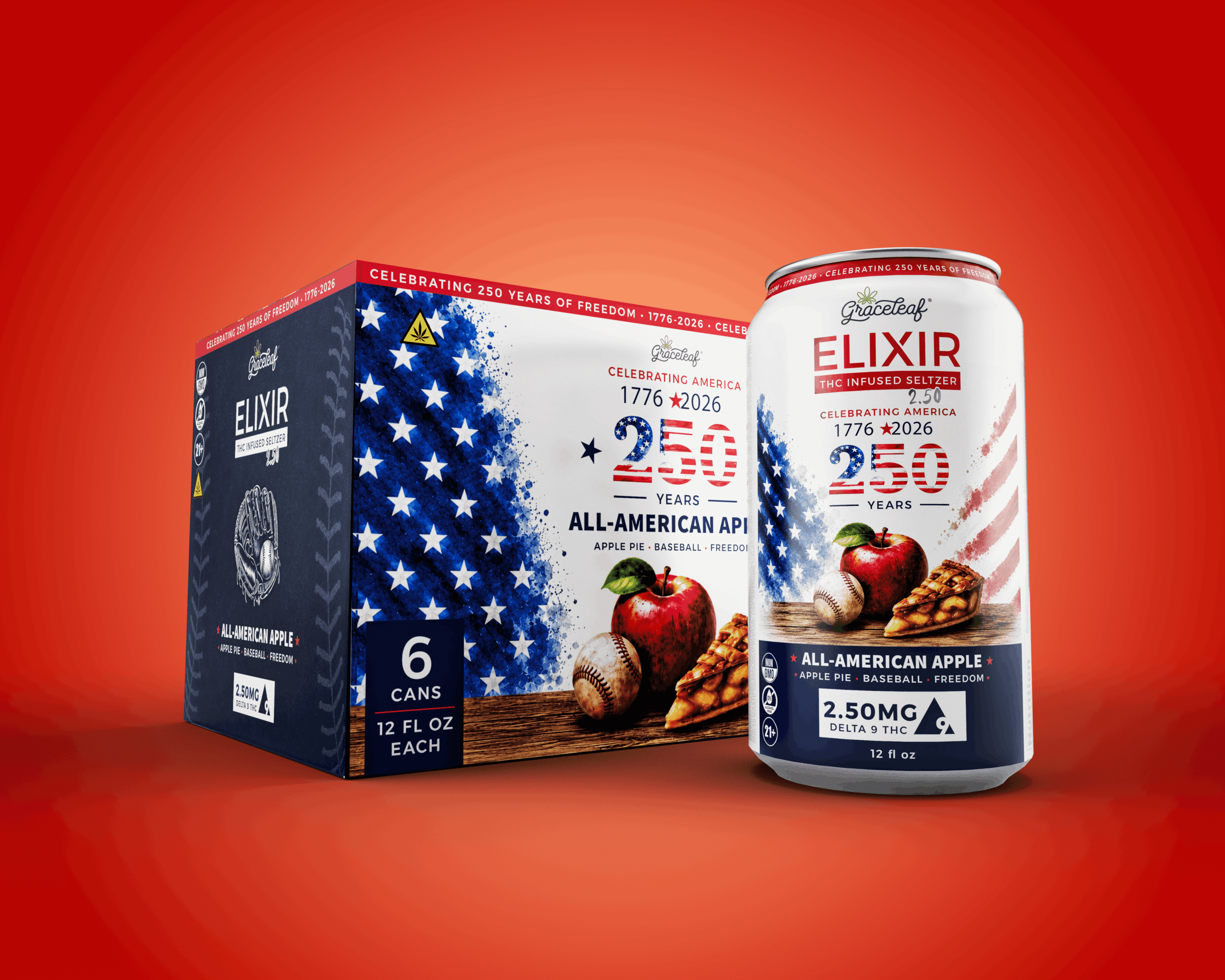 ALL-AMERICAN APPLE (2.5mg) - 12 fl oz can (6 pack)