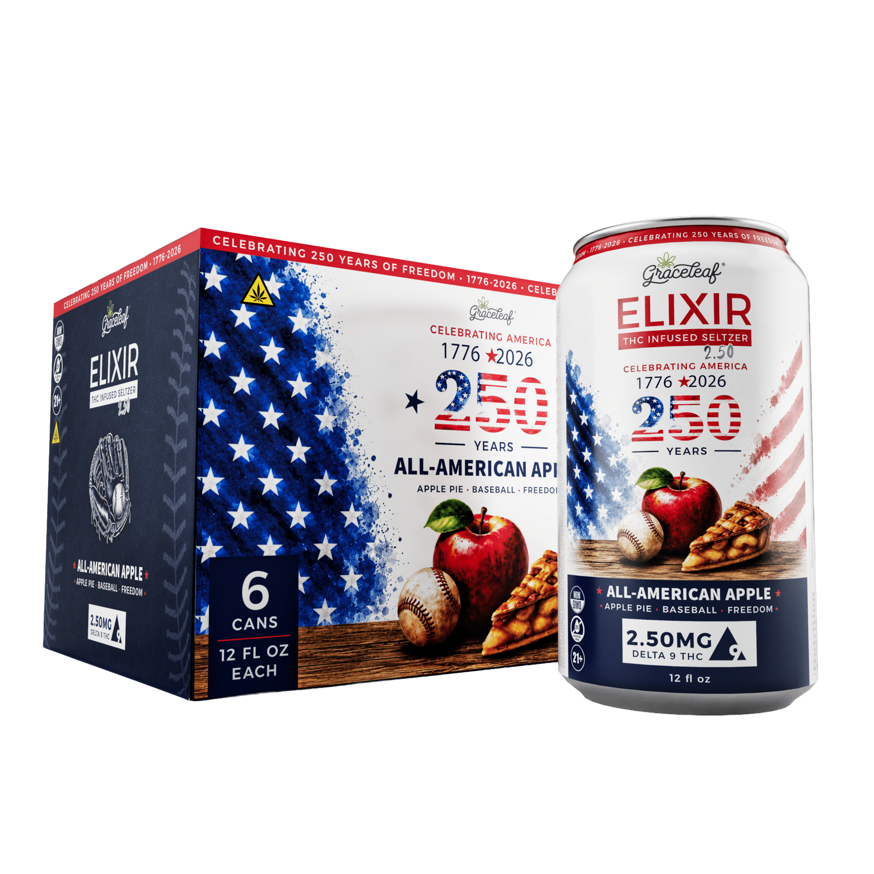 ALL-AMERICAN APPLE (2.5mg) - 12 fl oz can (6 pack)
